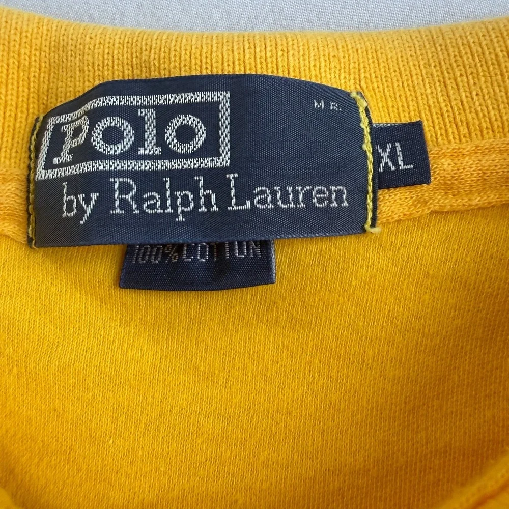 Vintage Polo Ralph Lauren Men's XL Yellow Gold Short Sleeve Pony Polo Shirt 90s